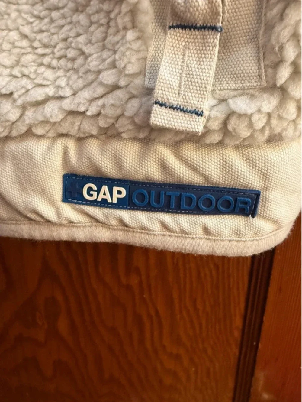 Gap Kids Outdoor Sherpa Fleece Jacket Small Cream Blue Full Zip